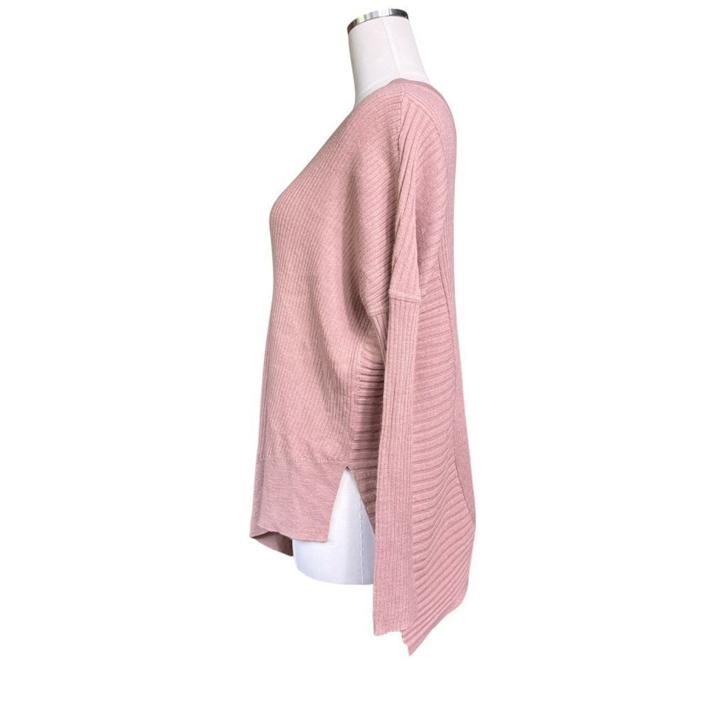 All Saints Keld Olivo Asymmetric V-Neck Ribbed Sweater Pink Size XS - Picture 9 of 12